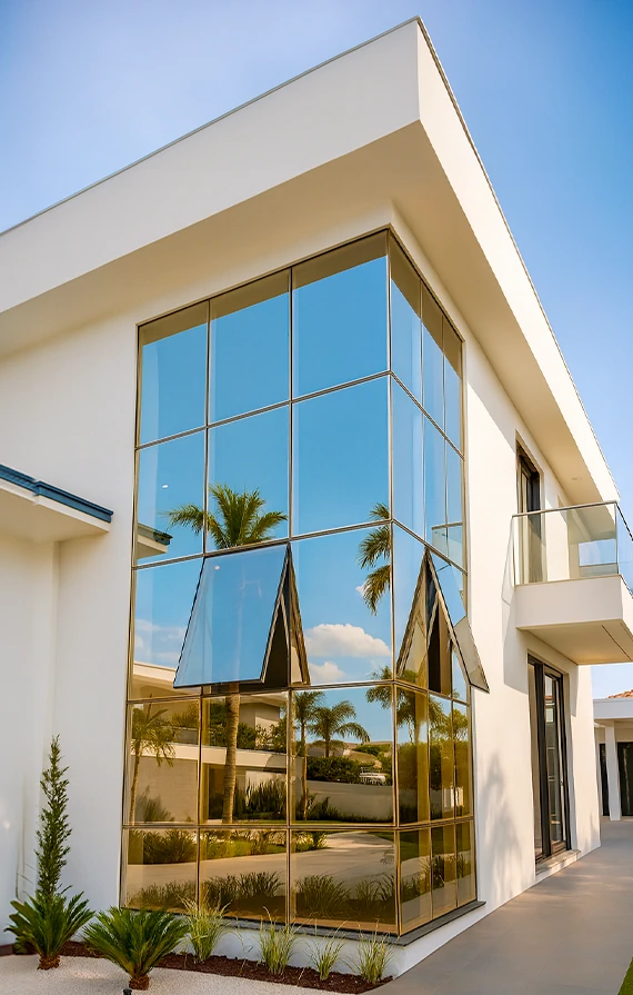 Demonstração de espelhos instalados