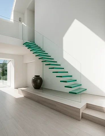 Escada com Degraus de Vidro